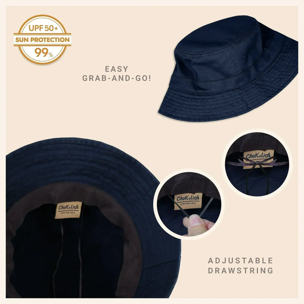 Canvas Bucket Hat - Washed Cotton Moldable Brim - UPF Sun Protection