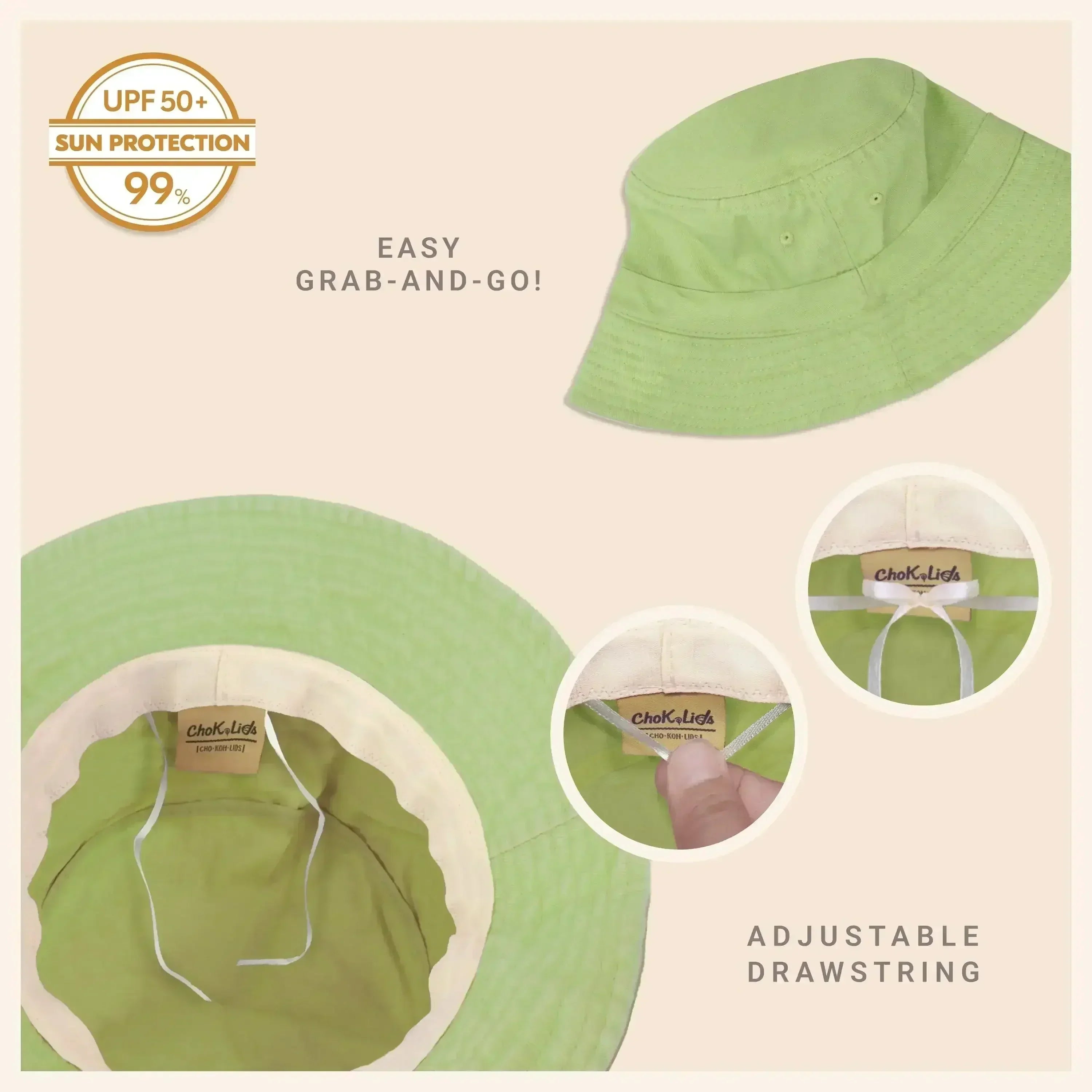Canvas Bucket Hat - Washed Cotton Moldable Brim - UPF Sun Protection
