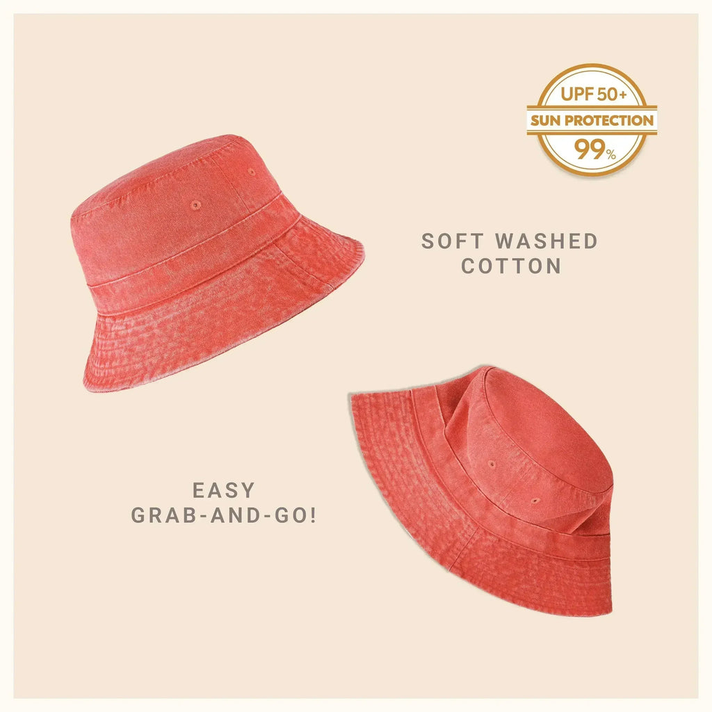 Canvas Bucket Hat - Washed Cotton Moldable Brim - UPF Sun Protection