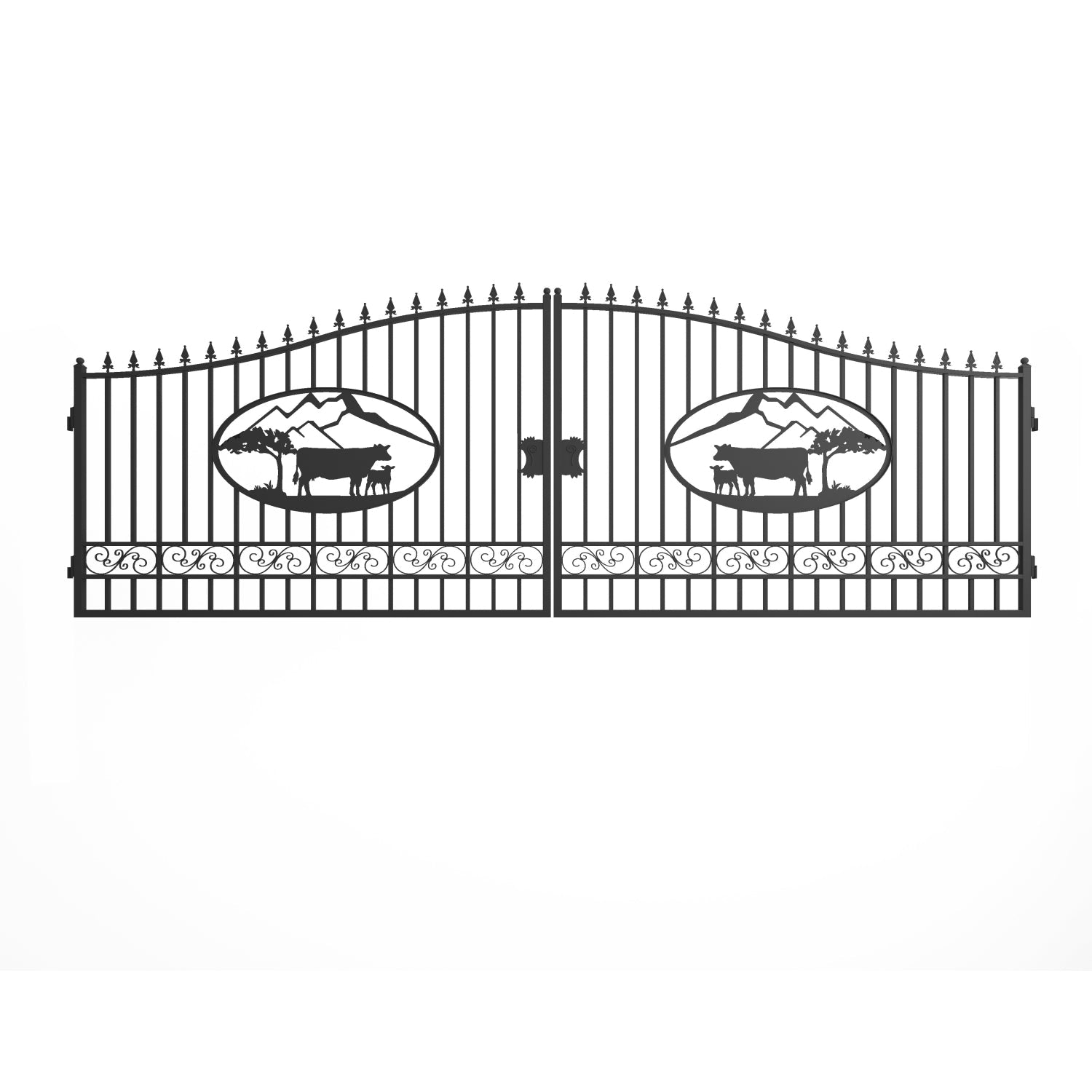 20x8 ft Steel Dual Swing Driveway Gate