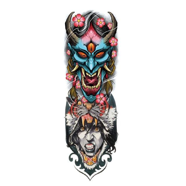 Big Realistic Tiger Tattoo Waterproof Temporary Dragon Flower Sticker Full Arm Large Size Sleeve Big Luxury Design For Mens
