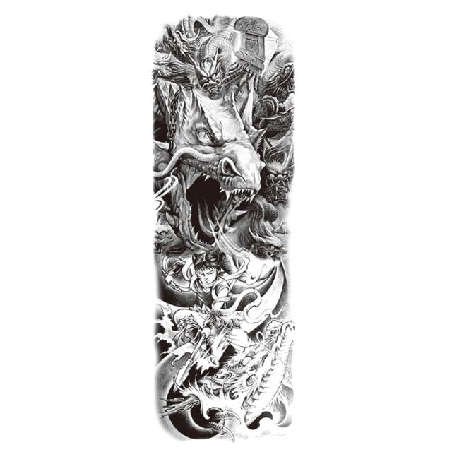 Big Realistic Tiger Tattoo Waterproof Temporary Dragon Flower Sticker Full Arm Large Size Sleeve Big Luxury Design For Mens