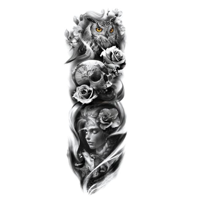 Big Realistic Tiger Tattoo Waterproof Temporary Dragon Flower Sticker Full Arm Large Size Sleeve Big Luxury Design For Mens