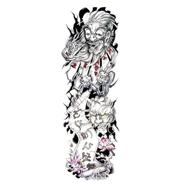 Big Realistic Tiger Tattoo Waterproof Temporary Dragon Flower Sticker Full Arm Large Size Sleeve Big Luxury Design For Mens