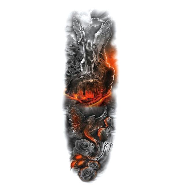 Big Realistic Tiger Tattoo Waterproof Temporary Dragon Flower Sticker Full Arm Large Size Sleeve Big Luxury Design For Mens
