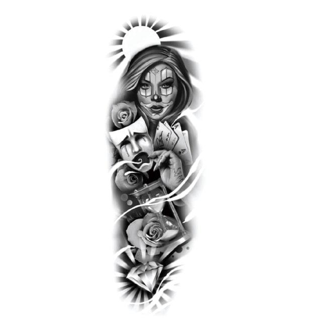 Big Realistic Tiger Tattoo Waterproof Temporary Dragon Flower Sticker Full Arm Large Size Sleeve Big Luxury Design For Mens