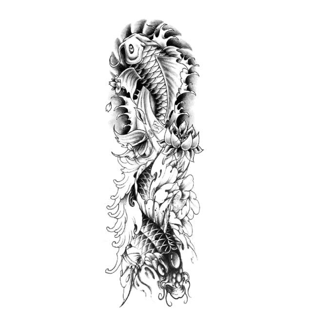 Big Realistic Tiger Tattoo Waterproof Temporary Dragon Flower Sticker Full Arm Large Size Sleeve Big Luxury Design For Mens