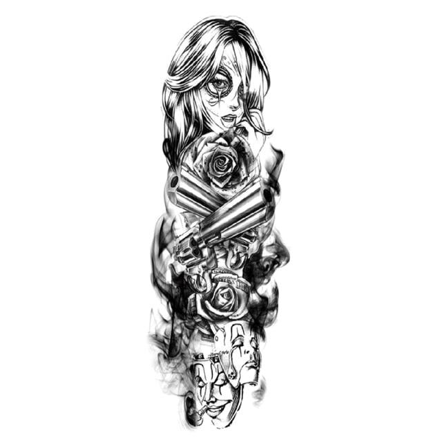 Big Realistic Tiger Tattoo Waterproof Temporary Dragon Flower Sticker Full Arm Large Size Sleeve Big Luxury Design For Mens