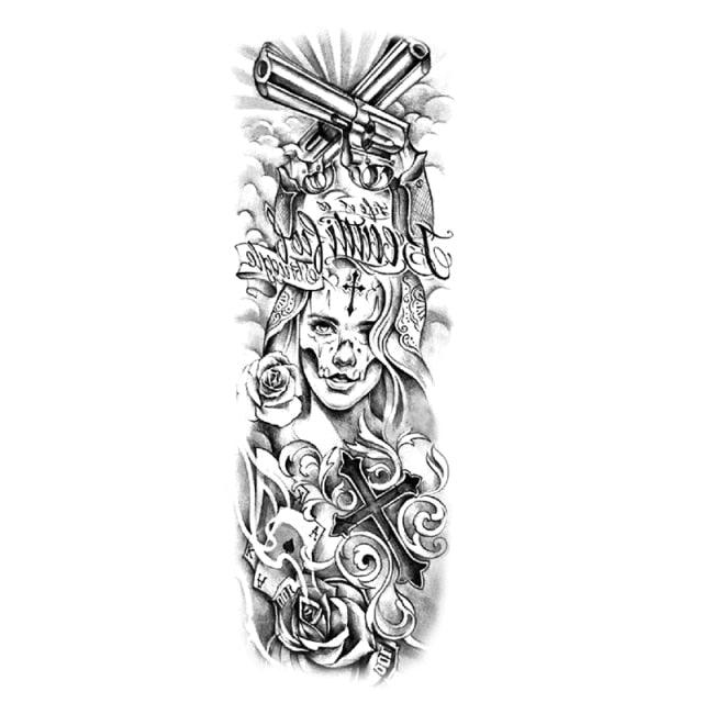 Big Realistic Tiger Tattoo Waterproof Temporary Dragon Flower Sticker Full Arm Large Size Sleeve Big Luxury Design For Mens