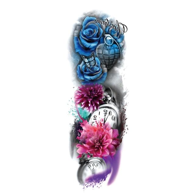 Big Realistic Tiger Tattoo Waterproof Temporary Dragon Flower Sticker Full Arm Large Size Sleeve Big Luxury Design For Mens