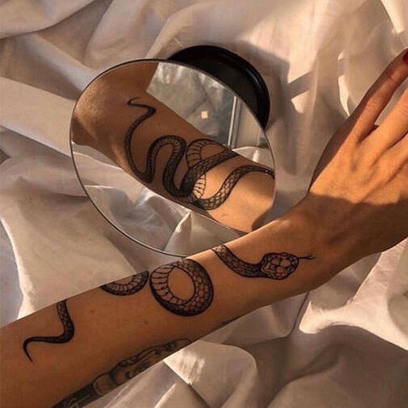 Big Size Black Snake Temporary Tattoo Stickers Body Waist Waterproof Realistic Dark Tattoo For Womens