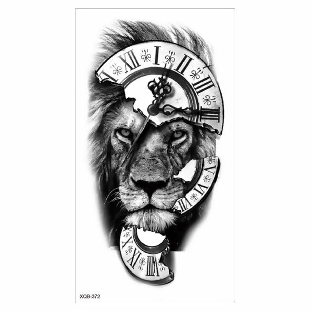 Big Tiger Lion Waterproof Temporary Sticker Tattoo Arm Legs Fake Tattoo Stickers For Adults Realistic Luxury Design For Mens Womens
