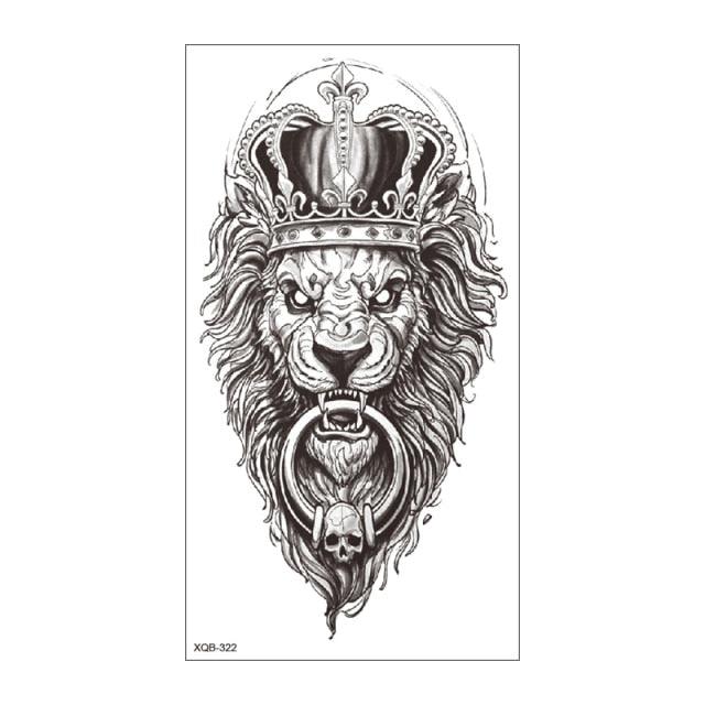 Big Tiger Lion Waterproof Temporary Sticker Tattoo Arm Legs Fake Tattoo Stickers For Adults Realistic Luxury Design For Mens Womens