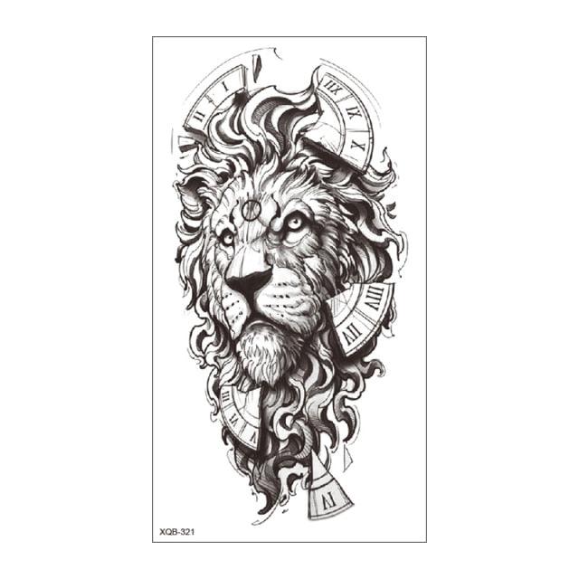 Big Tiger Lion Waterproof Temporary Sticker Tattoo Arm Legs Fake Tattoo Stickers For Adults Realistic Luxury Design For Mens Womens