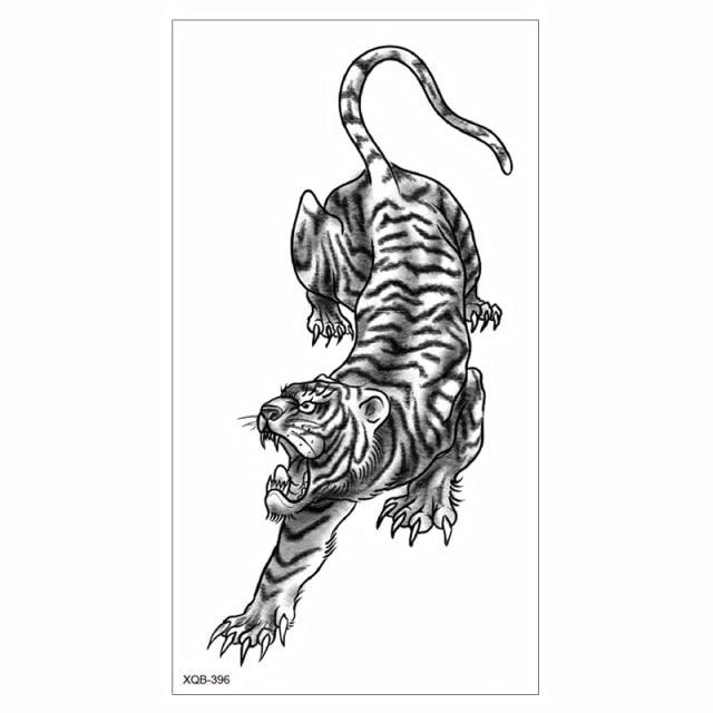 Big Tiger Lion Waterproof Temporary Sticker Tattoo Arm Legs Fake Tattoo Stickers For Adults Realistic Luxury Design For Mens Womens