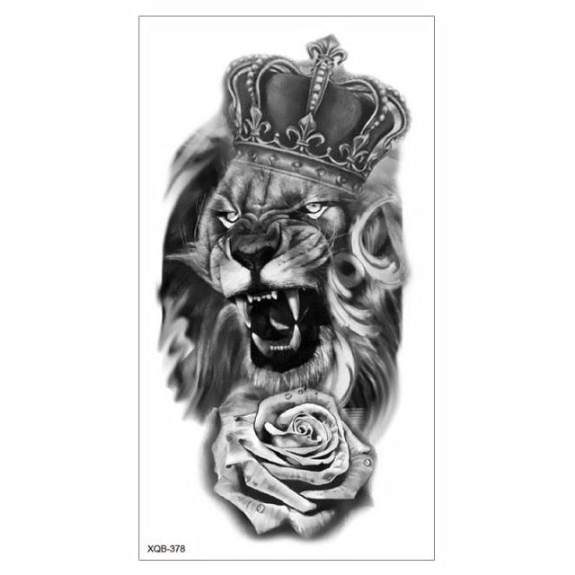 Big Tiger Lion Waterproof Temporary Sticker Tattoo Arm Legs Fake Tattoo Stickers For Adults Realistic Luxury Design For Mens Womens