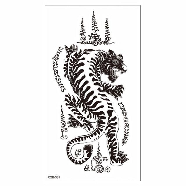 Big Tiger Lion Waterproof Temporary Sticker Tattoo Arm Legs Fake Tattoo Stickers For Adults Realistic Luxury Design For Mens Womens