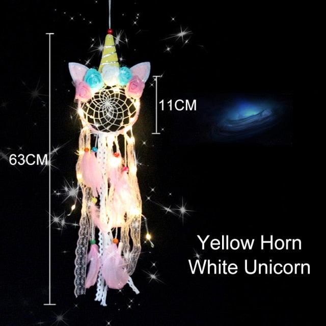 Big Unicorn Light Dream Catcher Unicorn Wind Chimes Hanging Ornaments Bedroom Decoration Accessories Girl Kids Room Decoration Colorful Wall Hanging Decorations For Baby Room Theme Birthday Wedding Party Supplies Car Ornament Gift