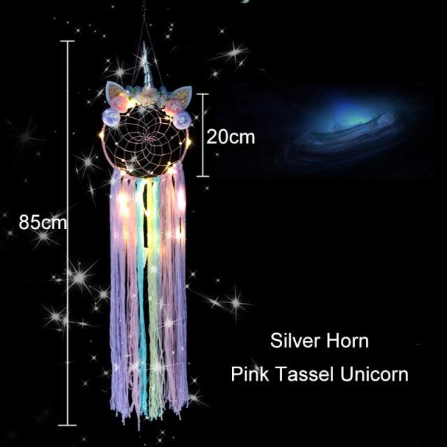 Big Unicorn Light Dream Catcher Unicorn Wind Chimes Hanging Ornaments Bedroom Decoration Accessories Girl Kids Room Decoration Colorful Wall Hanging Decorations For Baby Room Theme Birthday Wedding Party Supplies Car Ornament Gift