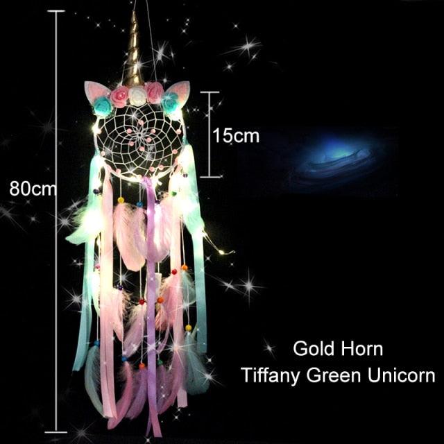 Big Unicorn Light Dream Catcher Unicorn Wind Chimes Hanging Ornaments Bedroom Decoration Accessories Girl Kids Room Decoration Colorful Wall Hanging Decorations For Baby Room Theme Birthday Wedding Party Supplies Car Ornament Gift