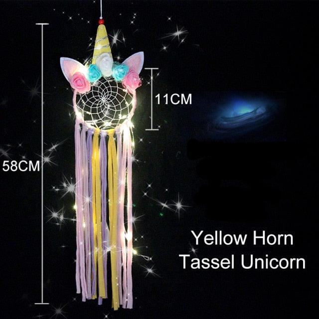 Big Unicorn Light Dream Catcher Unicorn Wind Chimes Hanging Ornaments Bedroom Decoration Accessories Girl Kids Room Decoration Colorful Wall Hanging Decorations For Baby Room Theme Birthday Wedding Party Supplies Car Ornament Gift