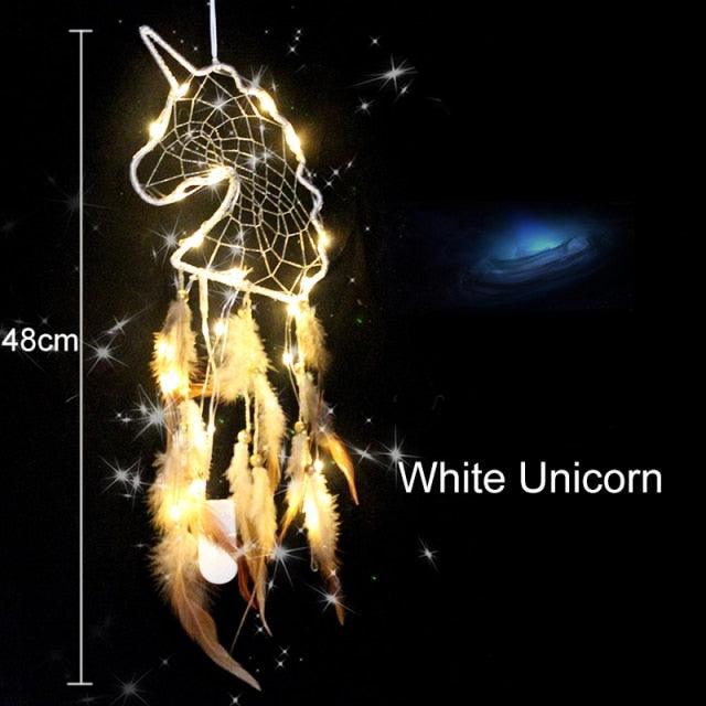 Big Unicorn Light Dream Catcher Unicorn Wind Chimes Hanging Ornaments Bedroom Decoration Accessories Girl Kids Room Decoration Colorful Wall Hanging Decorations For Baby Room Theme Birthday Wedding Party Supplies Car Ornament Gift