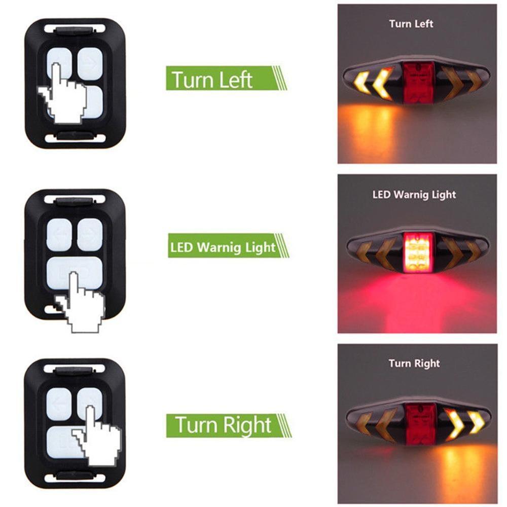 Bike Signal Wireless Remote Mountain Bike Cycling Lights Remote Control LED Warning Lamp Flashing Bike TailLight With Turn Signals Wireless Remote Control Ultra Bright LED Safety Warning Rear Lights