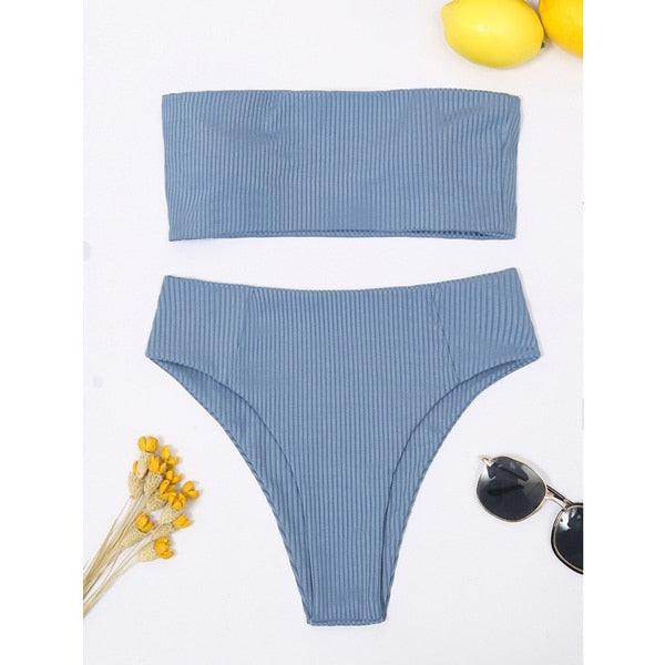 Bikinis Swimsuit Women Push Up Bikini Set  Female Swimwear Women's Strapless Solid Color 2 Pieces Bathing Suit Swimsuit Swimsuits Off Shoulder High Waist Bathing Suit High Cut Swimwear For Summer