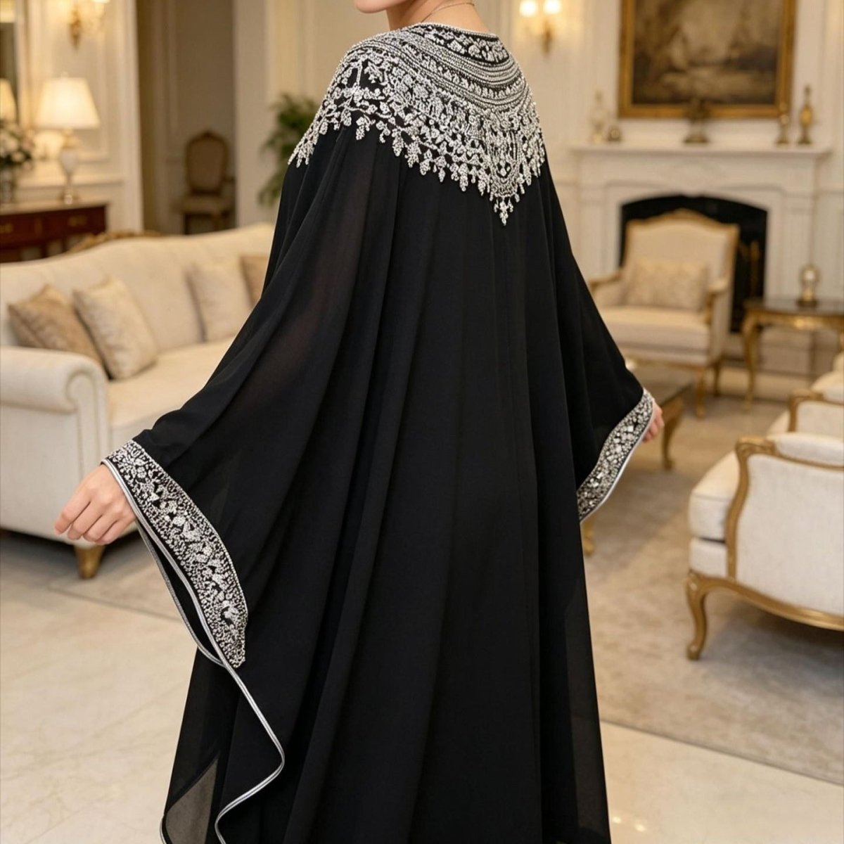 Black Batwing Abaya Gown(MA439)