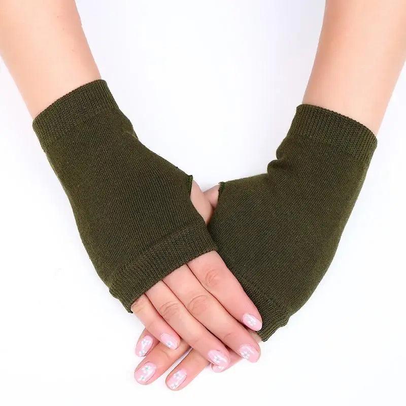 Black Elastic Fingerless Gloves Winter Warm One Size Lightweight Gloves For Women Retro Simple Color Soft Gloves For Men And Women