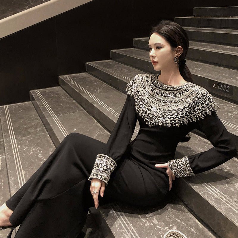 Black Fitted Column Gown(MS423)
