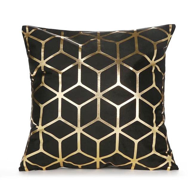 Black Gold Pillow Geometric Cushion Hot Pillows For Chairs Seat Pillowcase Black Striped Pillow Case  Luxury Soft Cushion Covers Decor Home Livingroom Decoration 45x45CM