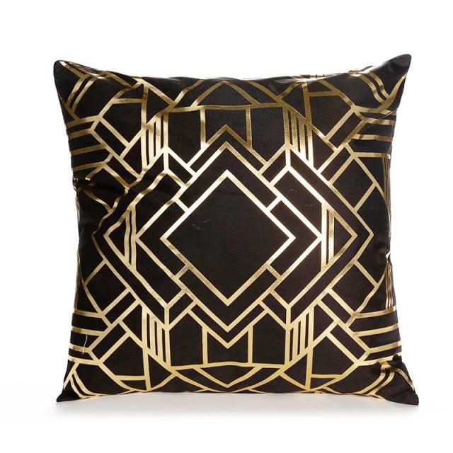 Black Gold Pillow Geometric Cushion Hot Pillows For Chairs Seat Pillowcase Black Striped Pillow Case  Luxury Soft Cushion Covers Decor Home Livingroom Decoration 45x45CM