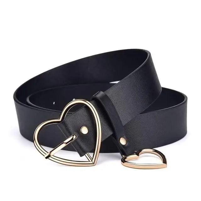 Black Heart Shaped Belt High Quality Love Elegant Belts For Women Vintage Design Belt Ladies Dress Waistband For Jeans Shorts Ladies Dress