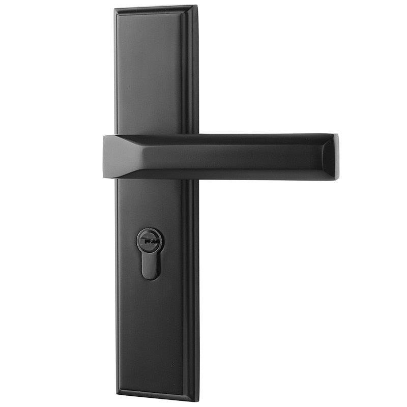 Black Interior Door Handle Door Lock for Bedroom White Plate Interior Door Lock For Bathroom Door Lever Bed And Bath Privacy Lock Contemporary Slim Square Design For Home Bedroom Bathroom  In Iron Black