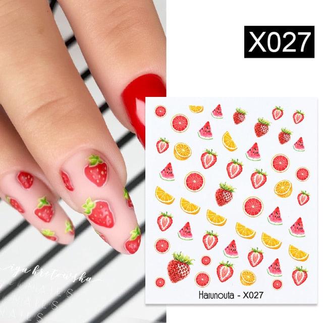 Black Lines Flower Leaves Water Decals Stickers Floral Face Marble Pattern Slider For Nails Summer Nail Art Decoration Summer Stickers on Nails Simple Summer Slider for Manicure Nail Art Watermark Manicure Decor
