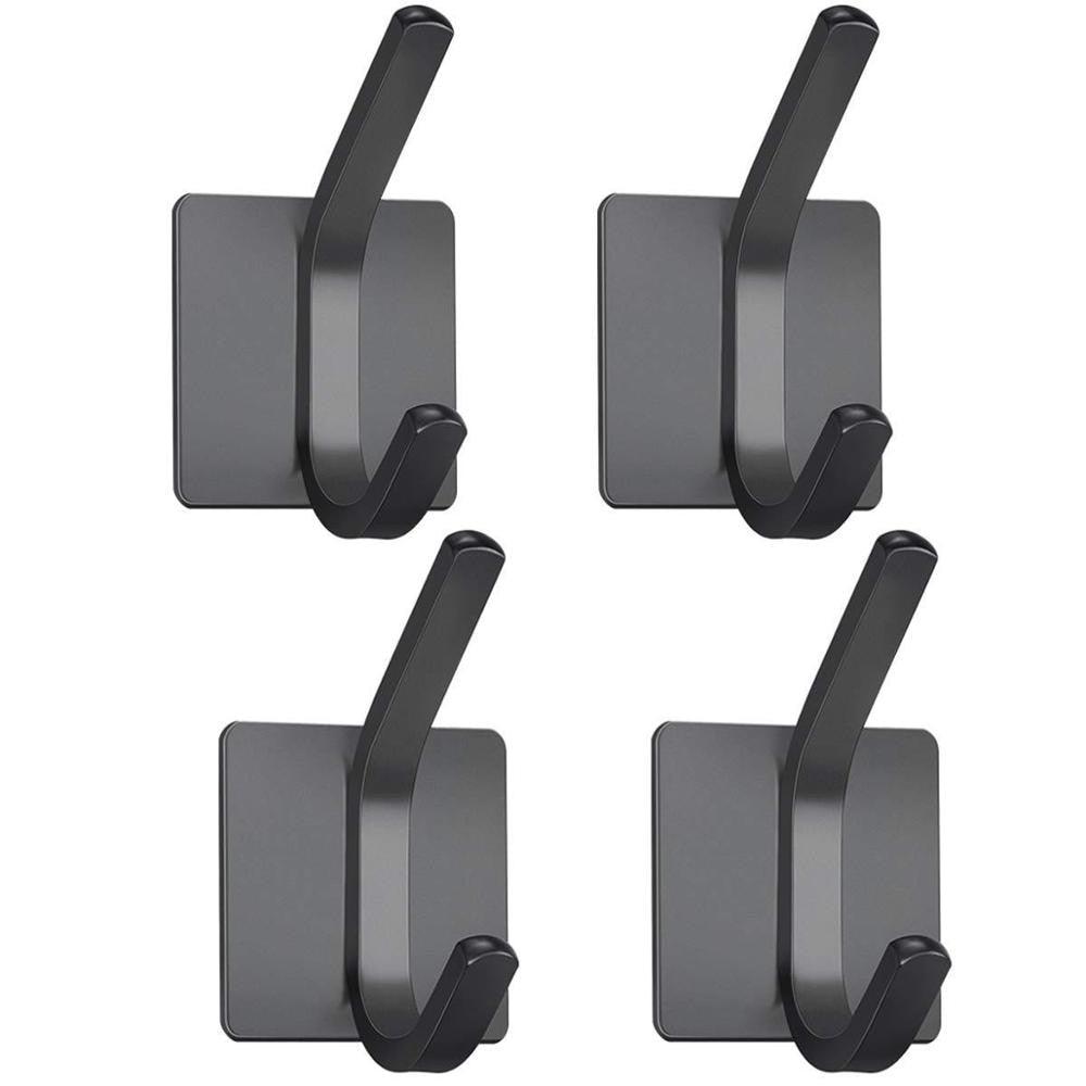 Black Robe Hook Wall Hook Towel Hook for Bathroom Stainless Steel Coat Hook Rustproof Hook Hanger for Kitchen Hardware Stainless Steel Hooks Waterproof and Oilproof Bathroom Kitchen Self Adhesive Hooks for Hanging Coat Hat Towel