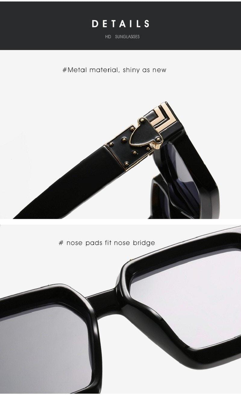 Black Vintage Design Sunglasses Luxury Design Stylish Classic  Sunglasses For Women Fashionable Trending Rectangle Shape Sunglasses For Ladies Summer UV400 Shades For Female