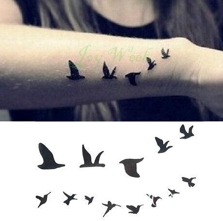 Black Waterproof Temporary Bird Tattoo Sticker Arm Leg Wrist Modern Small Tattoo For Womens And Kids