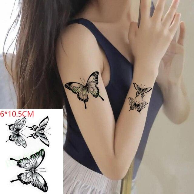 Black Waterproof Temporary Bird Tattoo Sticker Arm Leg Wrist Modern Small Tattoo For Womens And Kids