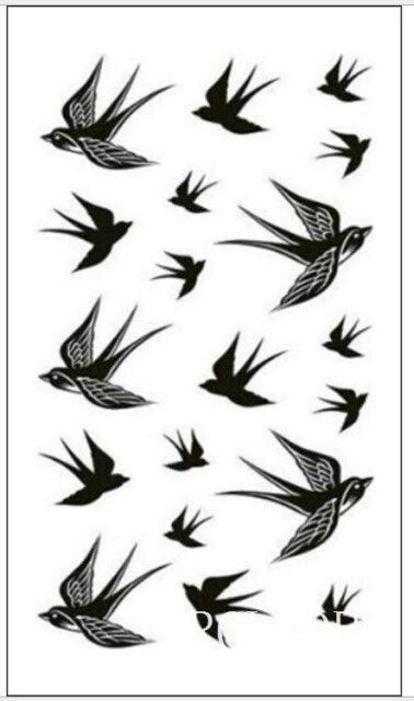 Black Waterproof Temporary Bird Tattoo Sticker Arm Leg Wrist Modern Small Tattoo For Womens And Kids