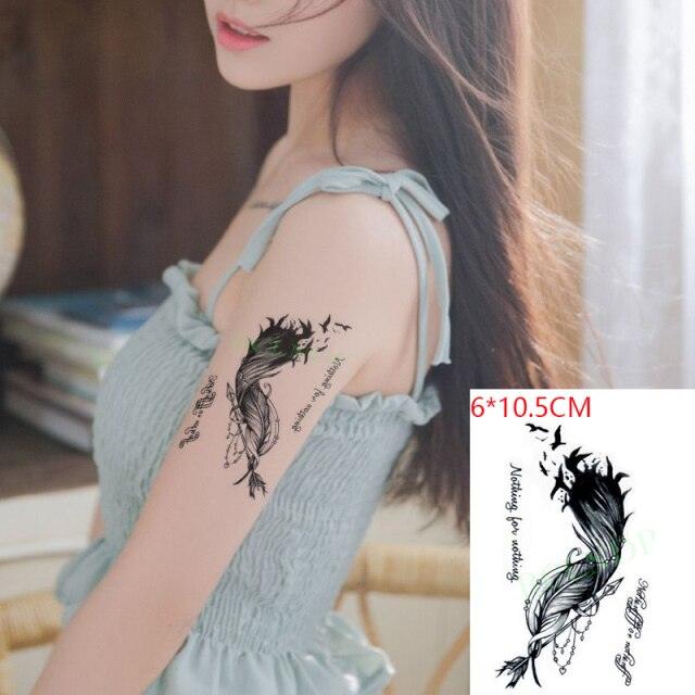 Black Waterproof Temporary Bird Tattoo Sticker Arm Leg Wrist Modern Small Tattoo For Womens And Kids
