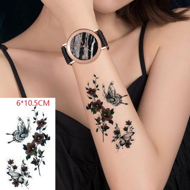 Black Waterproof Temporary Bird Tattoo Sticker Arm Leg Wrist Modern Small Tattoo For Womens And Kids
