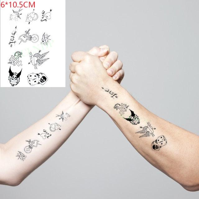 Black Waterproof Temporary Bird Tattoo Sticker Arm Leg Wrist Modern Small Tattoo For Womens And Kids
