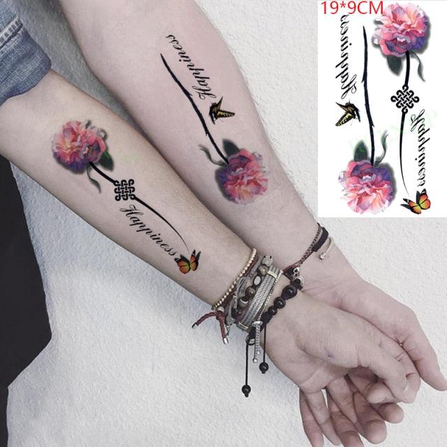 Black Waterproof Temporary Tattoo Sticker Different Design Colorful Fake Tattoo Arm Hand For Halloween Party Womens Mens