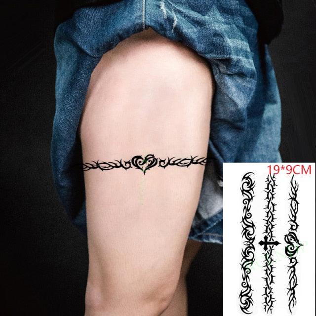 Black Waterproof Temporary Tattoo Sticker Different Design Colorful Fake Tattoo Arm Hand For Halloween Party Womens Mens