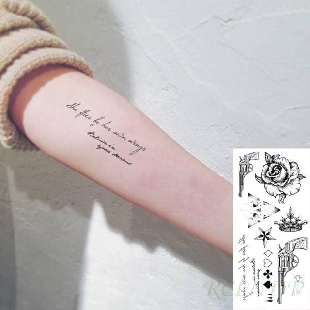Black Waterproof Temporary Tattoo Sticker Different Design Colorful Fake Tattoo Arm Hand For Halloween Party Womens Mens