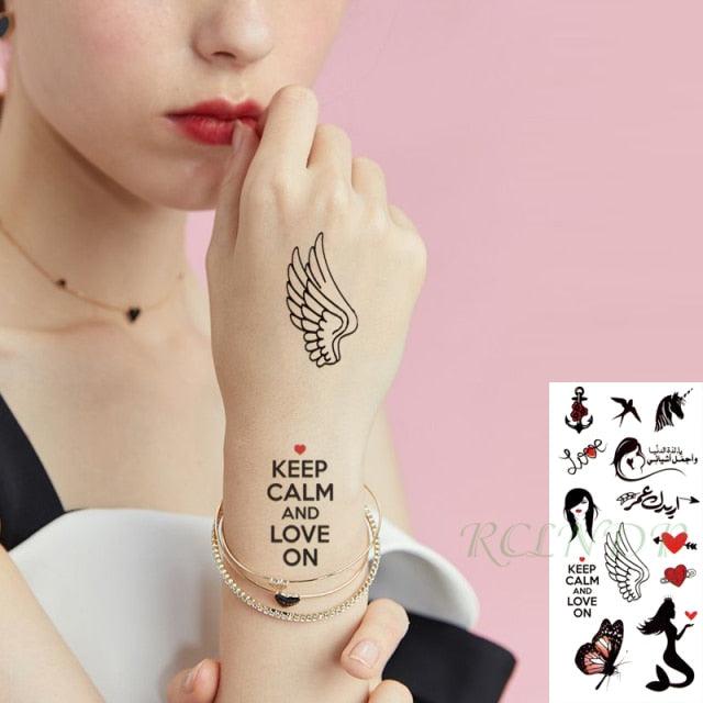Black Waterproof Temporary Tattoo Sticker Different Design Colorful Fake Tattoo Arm Hand For Halloween Party Womens Mens