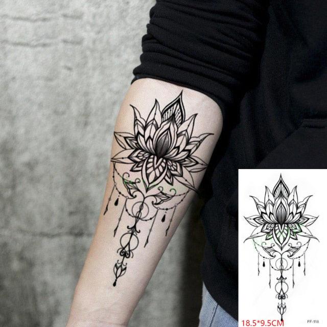 Black Waterproof Temporary Tattoo Sticker Different Design Colorful Fake Tattoo Arm Hand For Halloween Party Womens Mens