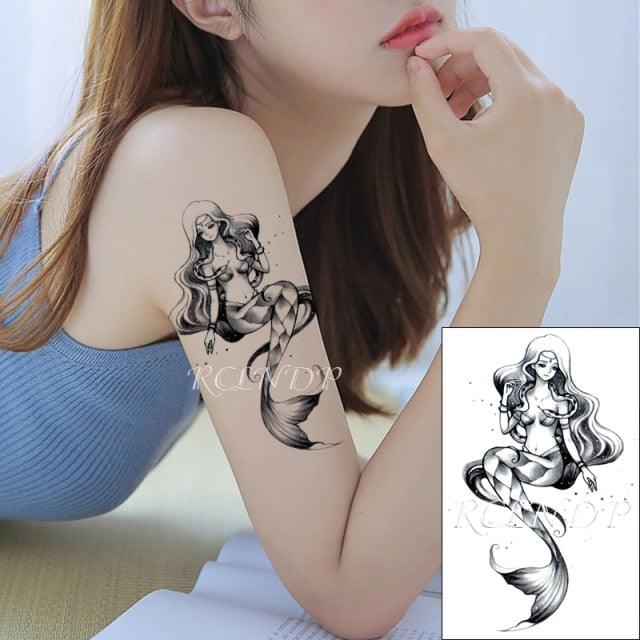 Black Waterproof Temporary Tattoo Sticker Different Design Colorful Fake Tattoo Arm Hand For Halloween Party Womens Mens